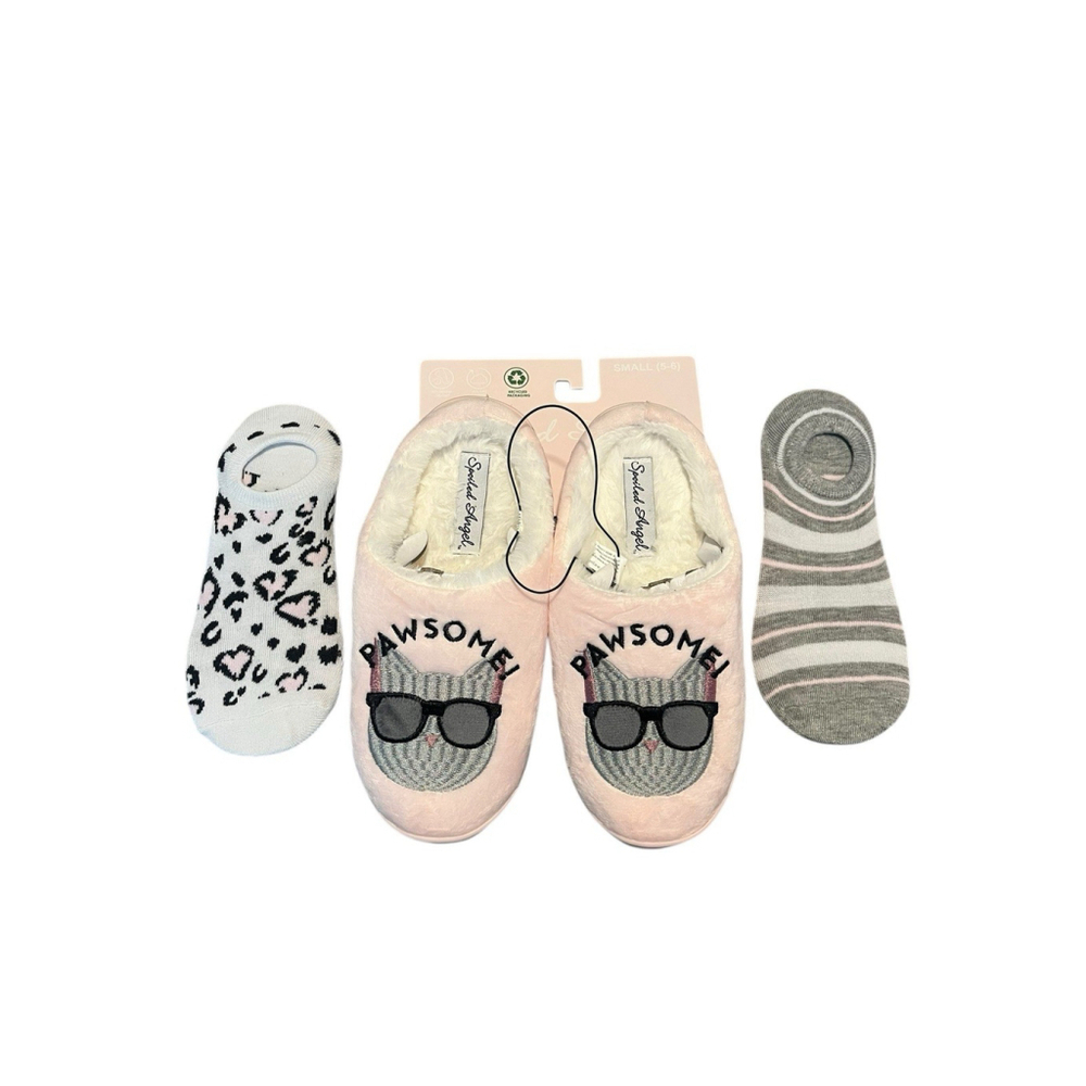 Spoiled Angel Slippers Socks Set Womens Small 5/6 Pink